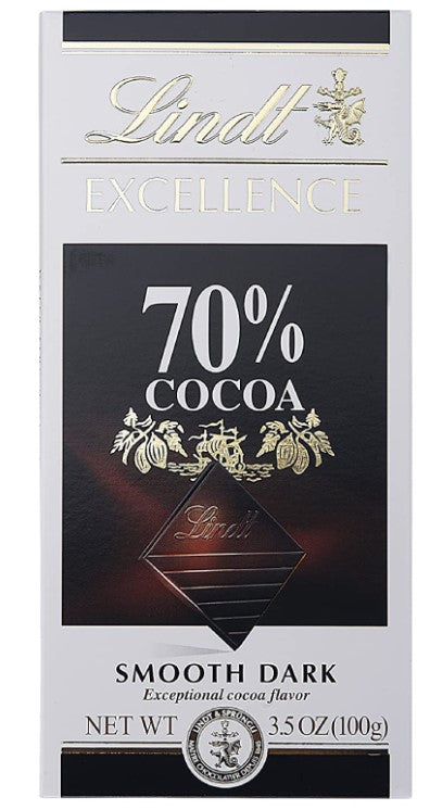 Barre de chocolat noir Lindt 70 % cacao 3,5 oz