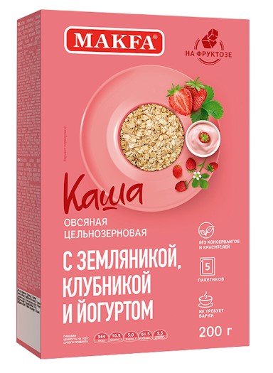 Makfa Instant oatmeal: Strawberries & Yoghurt 200g