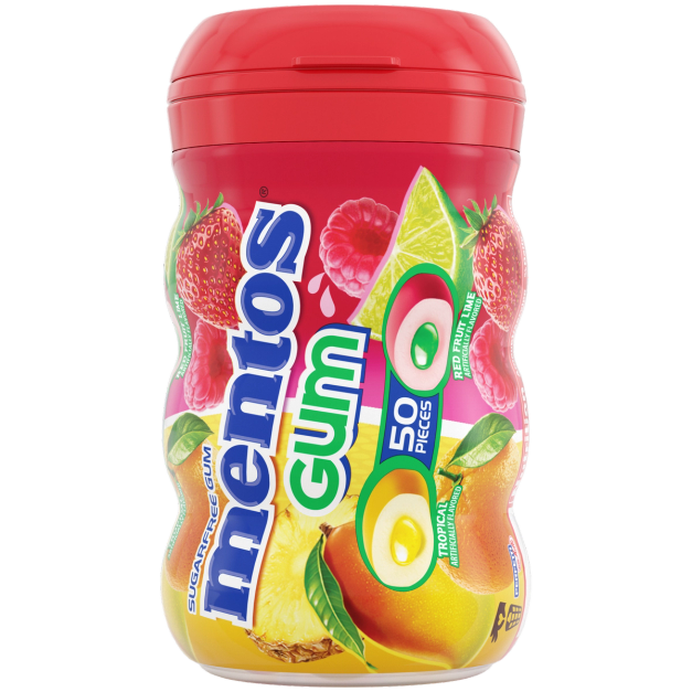 Mentos Tropical Red Fruit and Lime Chewing Gum 50pc 3.53 oz