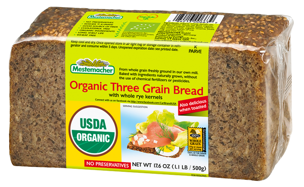 Mestemacher Organic Three Grain Bread 17.6oz