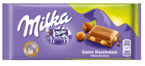 Milka Chocolate with Whole Hazelnuts 100 g