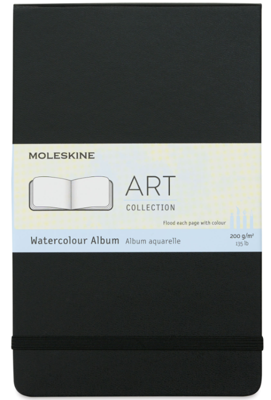 Moleskine Art Watercolor Album Hard Cover Large (5" x 8.25") Plain/Blank, Black, 72 Pages