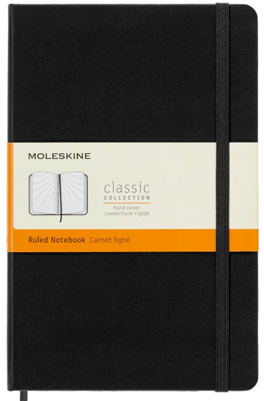 Moleskine Classic Notebook Hard Cover Large (5" x 8.25") Ruled/Lined Black 240 Pages