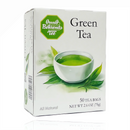 Onno Behrends Green Tea 50 tea bags 2.6 oz box with a white cup of green tea and fresh tea leaves, imported from Germany for a natural brew.
