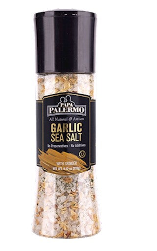 Papa Palermo Garlic Sea Salt with Grinder 9 oz