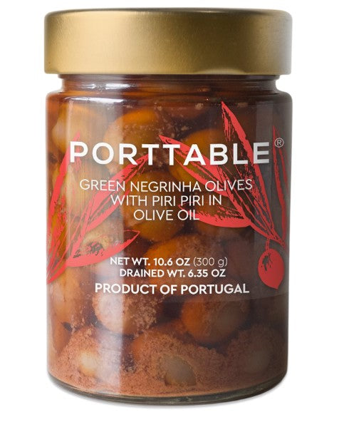 Porttable Green Negrinha Olives with Piri Piri 10.6 oz