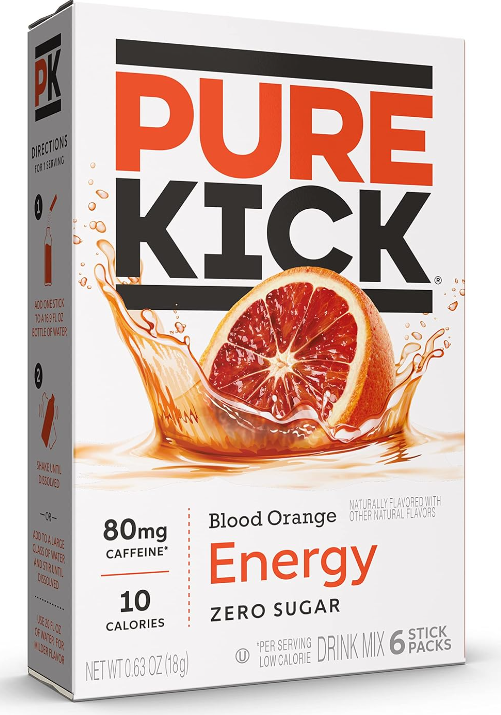 Pure Kick Blood Orange Energy Drink Mix 6 Packets