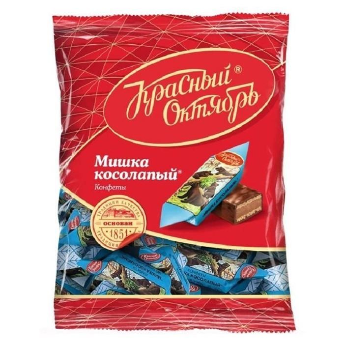 Bonbons au chocolat russe d'octobre rouge avec gaufres Mishka Kosolapyi 200g