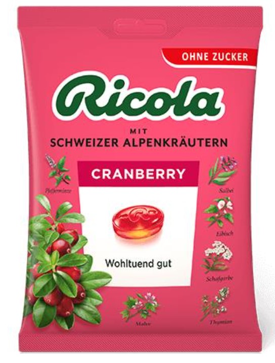 Ricola Cranberry Swiss Alpine Herbs Hard Candy 75g