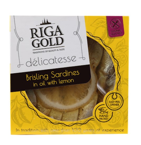 Riga Gold Brisling Sardines in Olive Oil with Lemon 4.24 oz