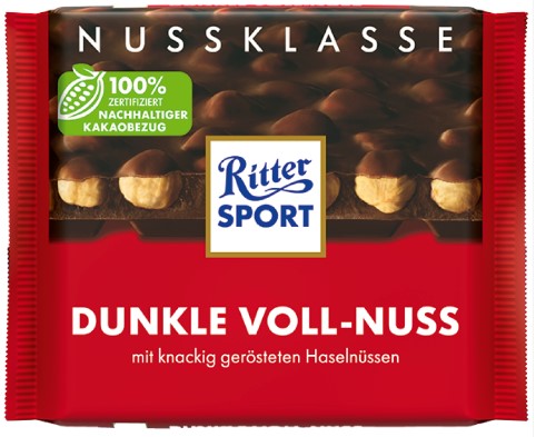 Ritter Sport Dark Whole Hazelnuts Chocolate 100 g