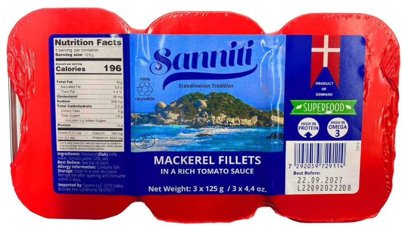 Sanniti Mackerel Fillets in a Rich Tomato Sauce 3x4.4 oz