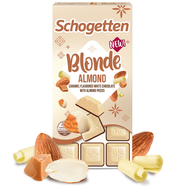 Schogetten Blonde Almond White Сhocolate with Caramel and Almond Pieces 100 g