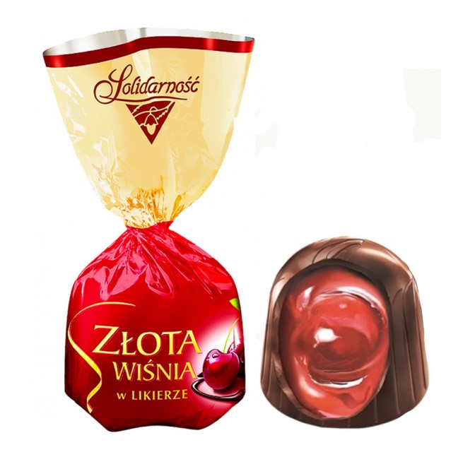 Solidarnosc Golden Cherry Chocolate Candy Cherry Liqueur Filling 0.5 lb