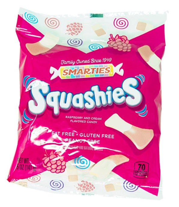 Squashies Smarties Paspberry and Cream Gummy Candy 5 oz