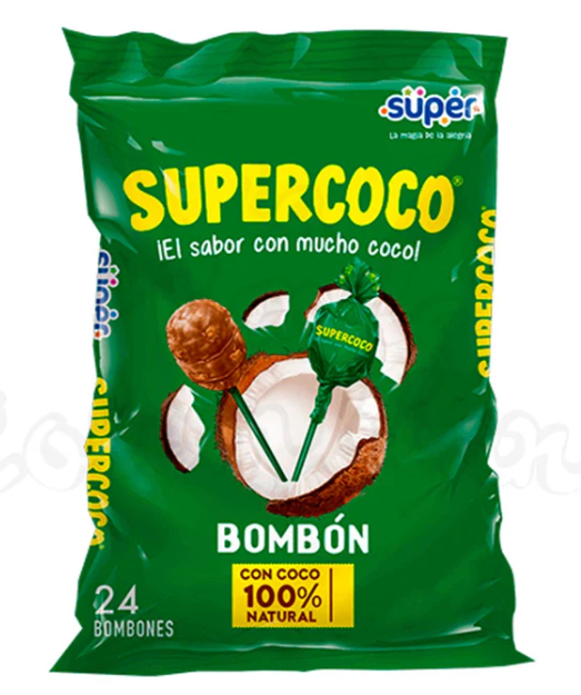 Supercoco Bombon Chocolate Covered Coconut Lollipops 24 count