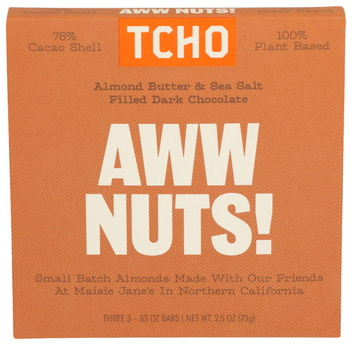 TCHO Aww Nuts! Almond Butter & Sea Salt Filled Dark Chocolate Bar 2.5 oz