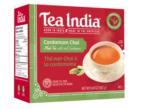 Tea India Cardamom Chai Black Tea 80 Round Teabags