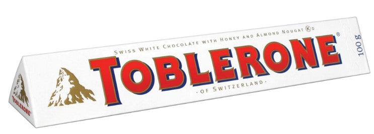 Toblerone White Chocolate Bar with Honey & Almond Nougat 100g