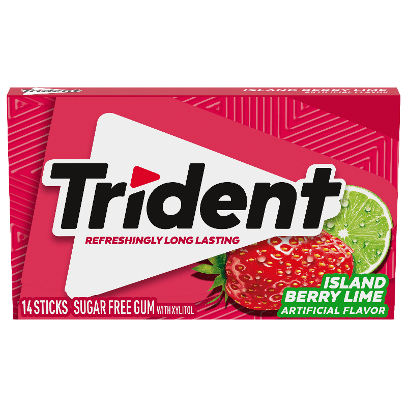 Trident Island Berry Lime Sugar Free Gum 14 Pieces