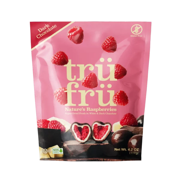 Tru Fru Hyper-Dried Fresh Raspberries in White & Dark Chocolate 4.2 oz