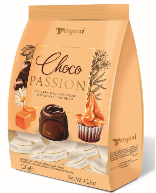 Vergani Choco Passion Milk Chocolate Pralines with Caramel Filling 120g