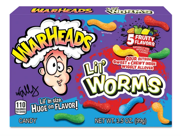 WarHeads Lil' Worm Gummi Candy Chews 3.5 oz