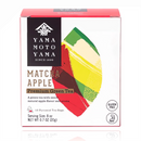 Yamamotoyama Matcha Apple Green Tea box with 10 pyramid tea bags, featuring vibrant leaf artwork and labeled gluten-free premium green tea.