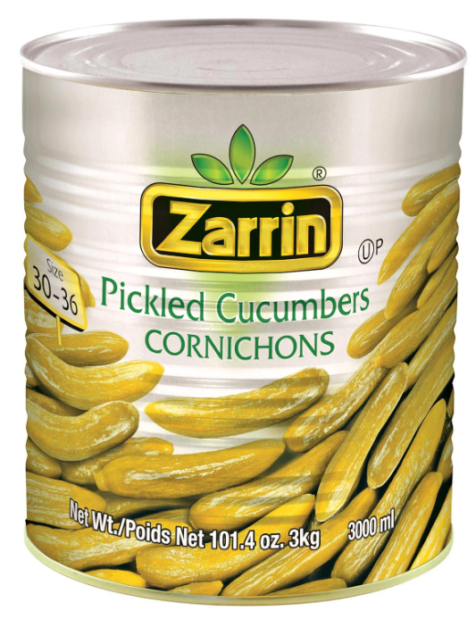 Zarrin Pickled Cucumbers Cornichons size 30-36 3 kg