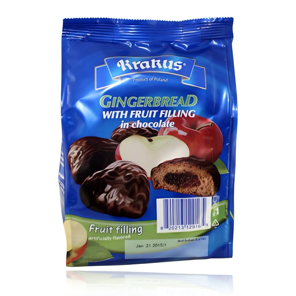 Krakus Pain d'épices fourré aux pommes enrobées de chocolat 160 g