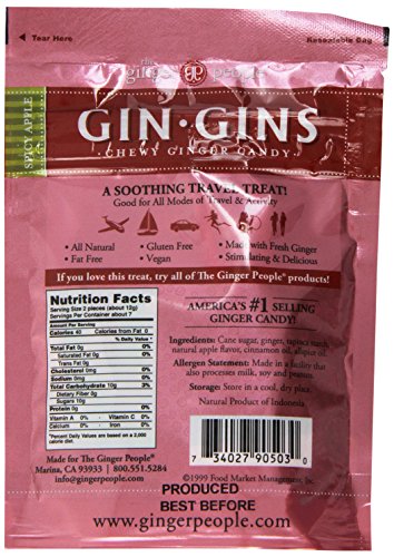 Gin Gins Spicy Apple Chewy Ginger Candy 3 oz