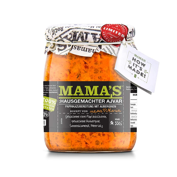 Mama's Homestyle Ajvar Mild Roasted Pepper Spread 19 oz / 550 g